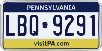 PA license plate LBQ9291