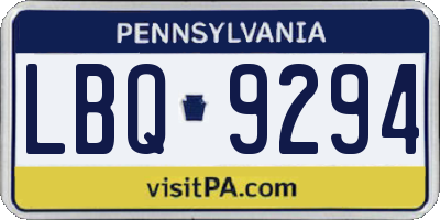 PA license plate LBQ9294