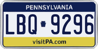 PA license plate LBQ9296