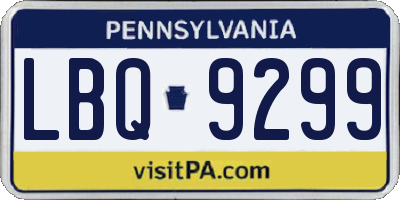 PA license plate LBQ9299
