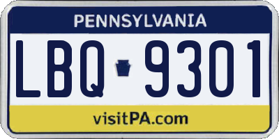 PA license plate LBQ9301