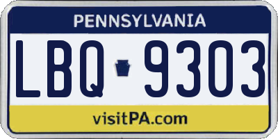PA license plate LBQ9303