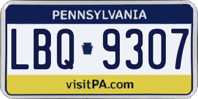 PA license plate LBQ9307