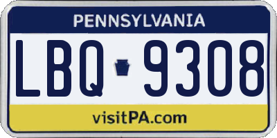 PA license plate LBQ9308