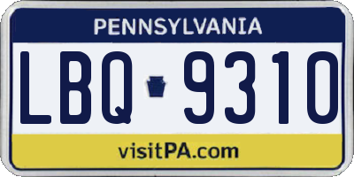 PA license plate LBQ9310