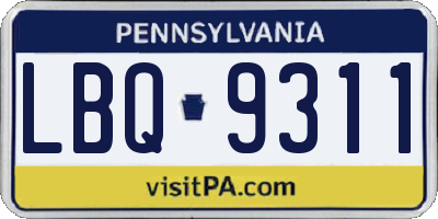 PA license plate LBQ9311