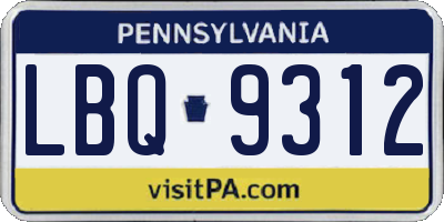 PA license plate LBQ9312