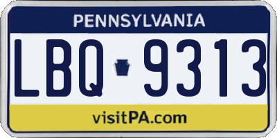 PA license plate LBQ9313