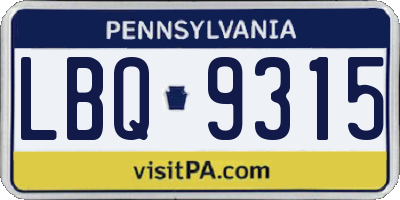 PA license plate LBQ9315