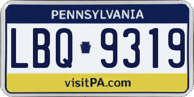 PA license plate LBQ9319