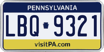 PA license plate LBQ9321