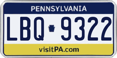 PA license plate LBQ9322