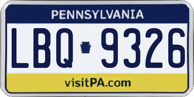 PA license plate LBQ9326