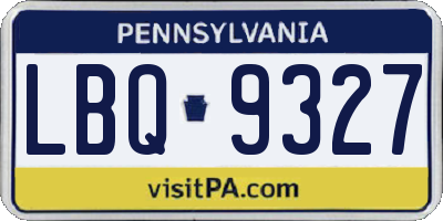 PA license plate LBQ9327