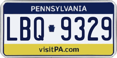 PA license plate LBQ9329