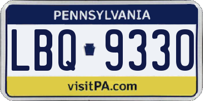 PA license plate LBQ9330