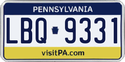 PA license plate LBQ9331