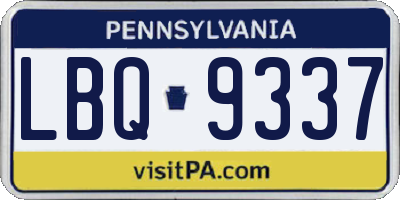 PA license plate LBQ9337