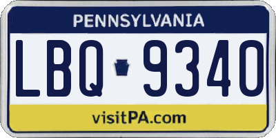 PA license plate LBQ9340