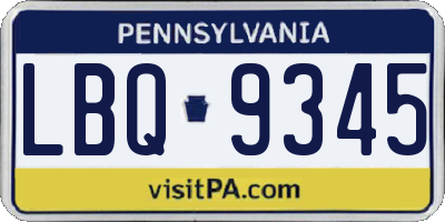 PA license plate LBQ9345