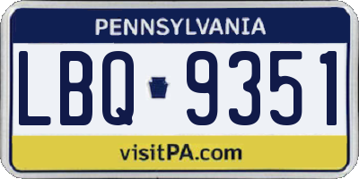 PA license plate LBQ9351