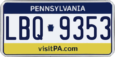 PA license plate LBQ9353