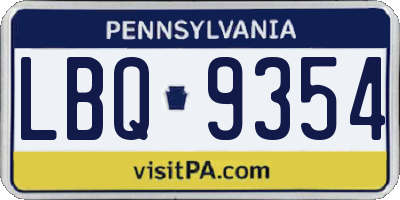PA license plate LBQ9354