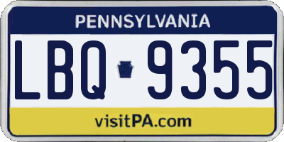 PA license plate LBQ9355