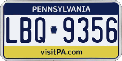 PA license plate LBQ9356