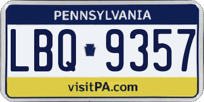 PA license plate LBQ9357