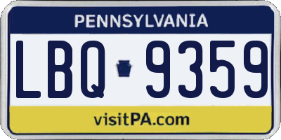 PA license plate LBQ9359