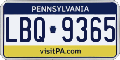 PA license plate LBQ9365