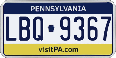 PA license plate LBQ9367