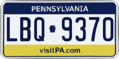 PA license plate LBQ9370