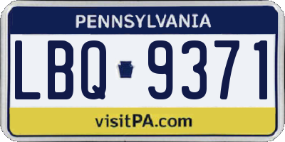 PA license plate LBQ9371