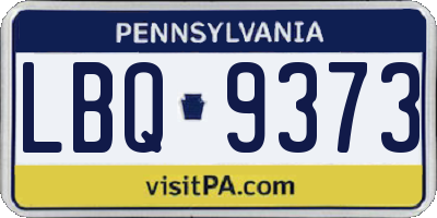 PA license plate LBQ9373