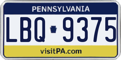 PA license plate LBQ9375