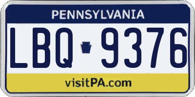 PA license plate LBQ9376