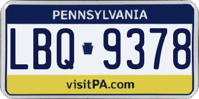 PA license plate LBQ9378