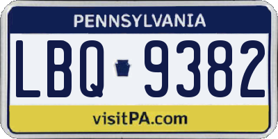 PA license plate LBQ9382