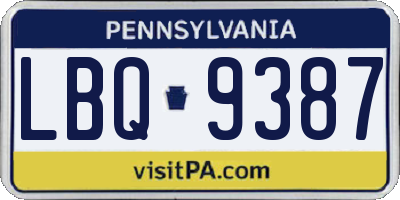 PA license plate LBQ9387