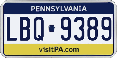 PA license plate LBQ9389