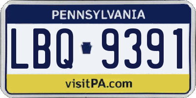 PA license plate LBQ9391