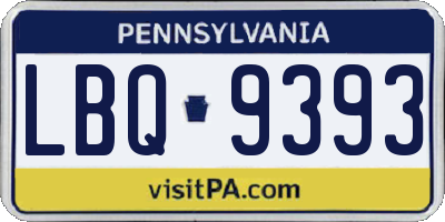 PA license plate LBQ9393