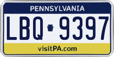 PA license plate LBQ9397