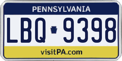 PA license plate LBQ9398