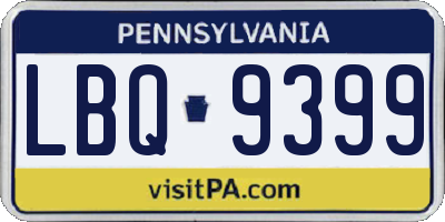 PA license plate LBQ9399