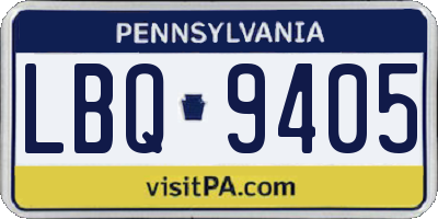 PA license plate LBQ9405