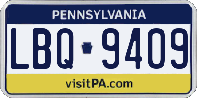 PA license plate LBQ9409