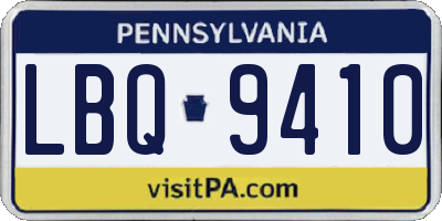 PA license plate LBQ9410